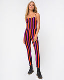 Solita Unitard in Purple and Orange Stripe