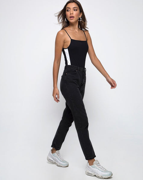 Solter Bodysuit in Black with White Stripe