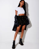 Somery Mini Skirt in Black and Gold Rose Stamp