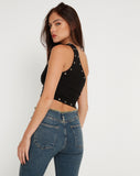 Image of Soyuna Asymmetric Crop Top in Black with Eyelet