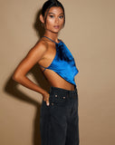 Image of Spence Top in Satin Midnight Blue