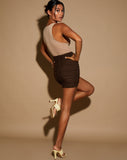 Image of Solena Mini Skirt in Mesh Chocolate