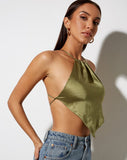 Spence Top in Satin Olive Green