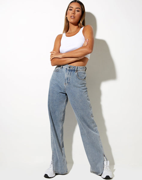 Image of Split Parallel Jeans in Light Blue Wash