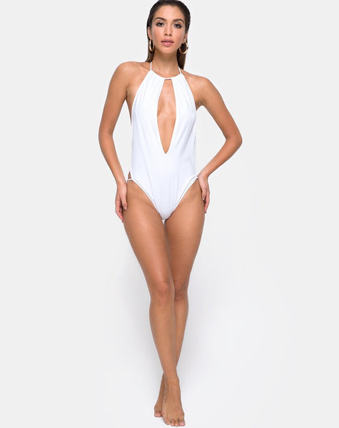 Split Swimsuit in White