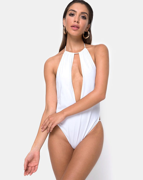 Split Swimsuit in White