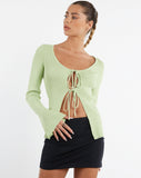 image of MOTEL X JACQUIE Sujata Cardi in Rib Knit Pastel Lime