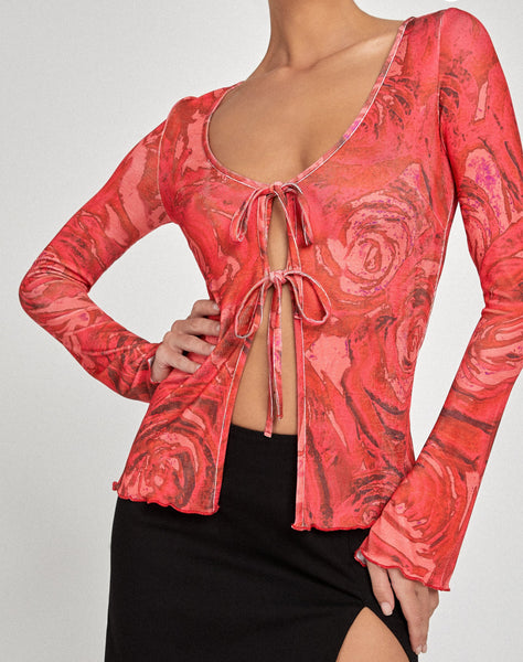 Sujata Cardi in Rose Petal Red