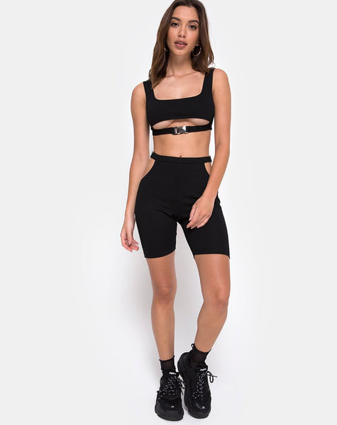 Sula Bike Short in Black with Silver Clips