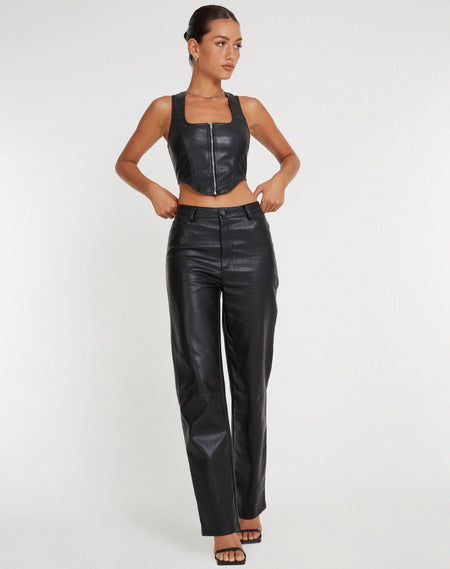 Jacinta Trouser in PU Black