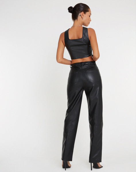 image of Zova Wide Leg Trouser in Pu Black