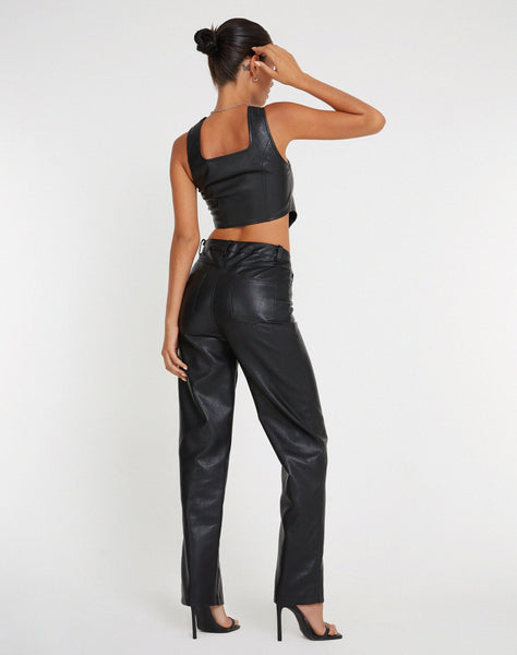 image of Zova Wide Leg Trouser in Pu Black