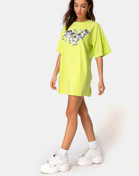 Sunny Kiss Tee in Lime with Cherub