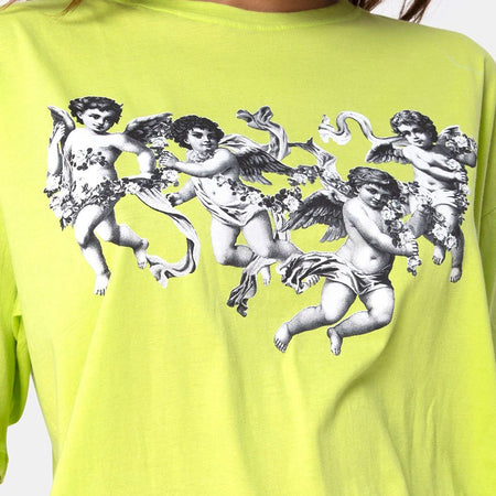 Sunny Kiss Tee in Lime with Cherub