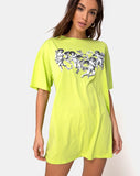 Sunny Kiss Tee in Lime with Cherub