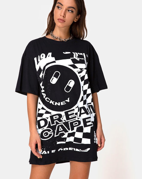 Sunny Kiss Tee in Black w/ White Dream Scape