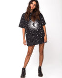 Sunny Kiss Oversized Tee in Black Cosmos