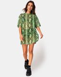 Sunny Kiss Oversize Tee in Slime Lime Snake Mesh