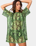 Sunny Kiss Oversize Tee in Slime Lime Snake Mesh