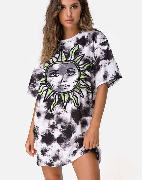 Sunny Kiss Tee in Tie Dye Celestial Lime