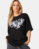 Sunny Kiss Tee in Black with Cherub