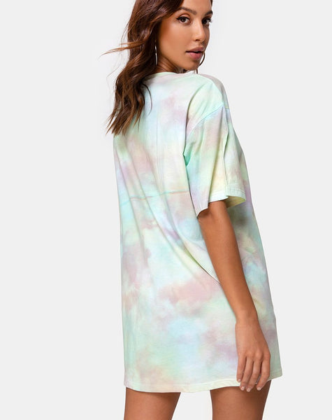 Sunny Kiss Tee Dress in Pastel Tie Dye