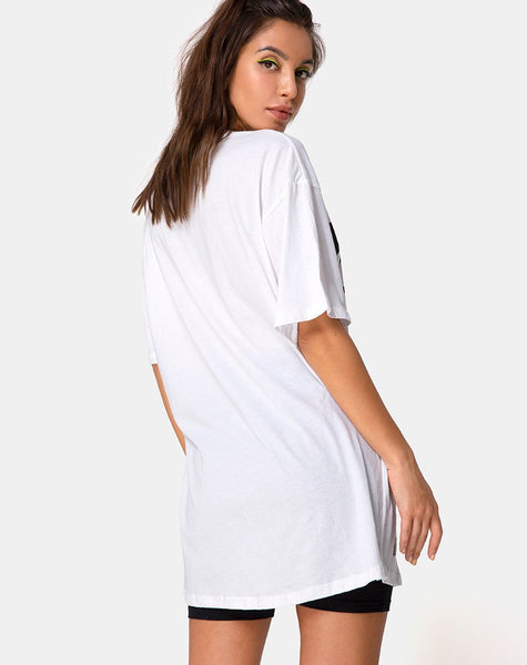 Sunny Kiss Tee in White with Black Dream Scape