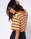 Super Cropped Tee in 70's Mustard Horizontal Stripe