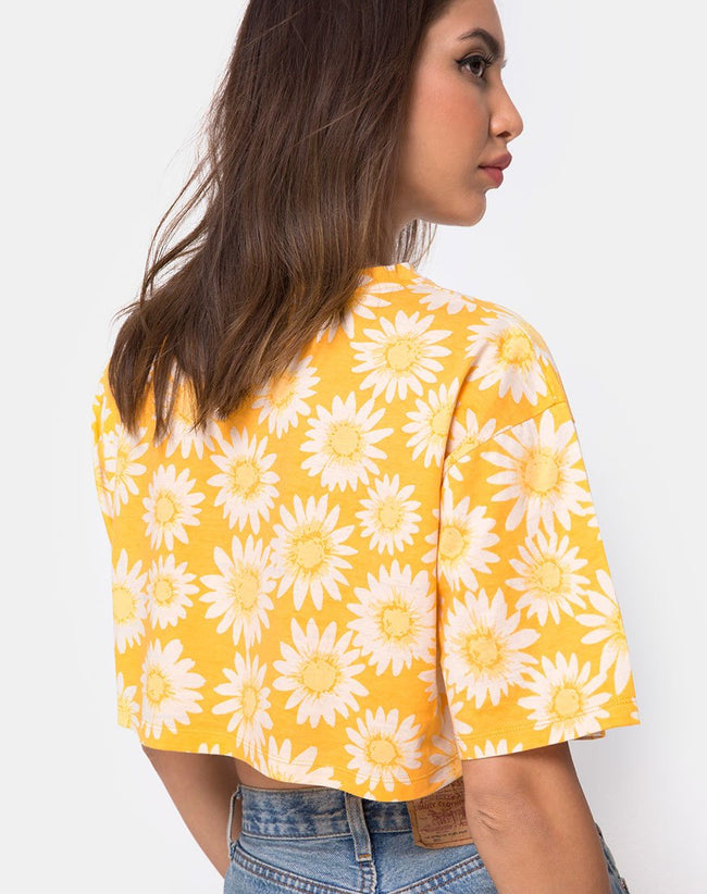 Super Crop Tee in Sunkissed Floral Yellow