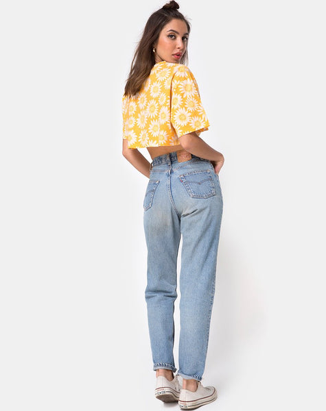 Super Crop Tee in Sunkissed Floral Yellow