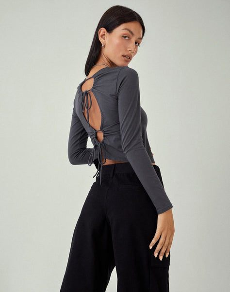 Image of MOTEL X JACQUIE Suratmi Long Sleeve Top in Ocean Storm