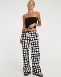 image of Suri Wide Leg Trousers in Mono Painted Check Black