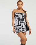 Image of Suriah Bandeau Mini Dress in Photo Collage Grey