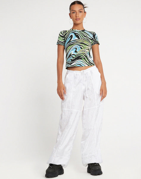 image of Surtie Crop Top in Warped Zebra Blue