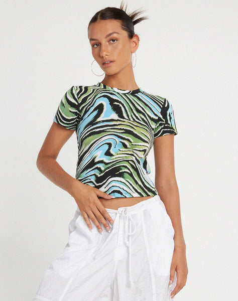 image of Surtie Crop Top in Warped Zebra Blue