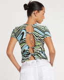 image of Surtie Crop Top in Warped Zebra Blue