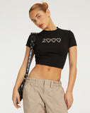 image of Surtila Crop Top in Black 2000 Hotfix Diamante