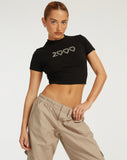 image of Surtila Crop Top in Black 2000 Hotfix Diamante