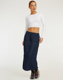 image of Swari Midi Skirt in Denim Dark Chambray