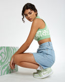 Image of Motel X Barbara Kristoffersen Syabi Tank Top in Knit Jagged Swirl Peppermint and Cream