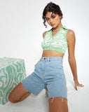 Image of Motel X Barbara Kristoffersen Syabi Tank Top in Knit Jagged Swirl Peppermint and Cream