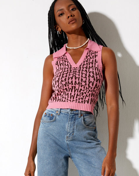 Image of Syafa Tank Top in Wavey M Pink