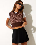 Image of Sibyll Sweater Vest in Geo Knit Coffee Brown