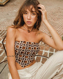 Image of Nolda Crop Top on 90s Geo Brown