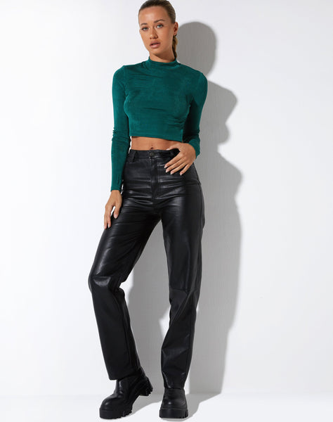 image of Tadita Crop Top in Crepe Forest Green