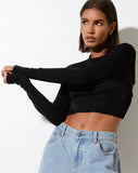 image of Tadita Crop Top in Crepe Black