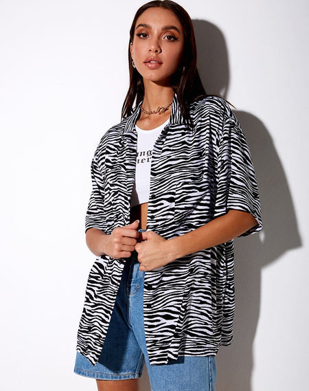 Uriela Cardigan in Knit Zebra Black and White