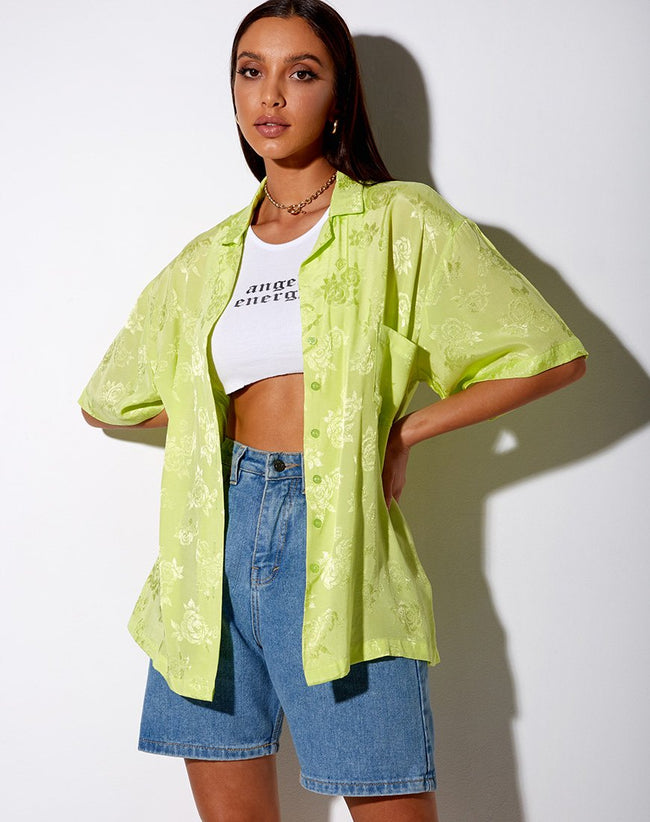 Taelsa Shirt in Satin Rose Lime