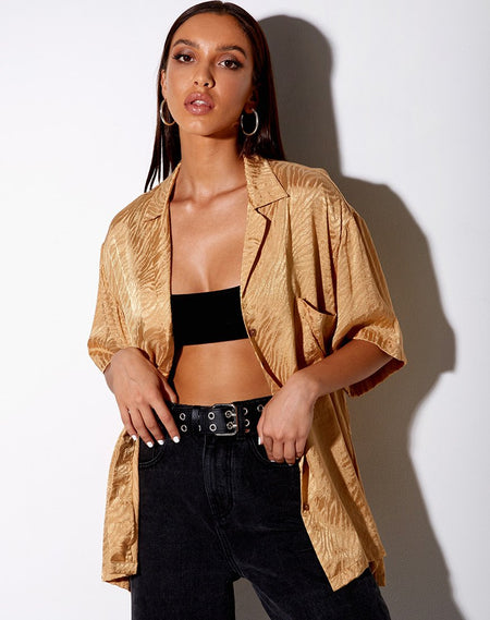 Noela Top in Satin Golden Sand