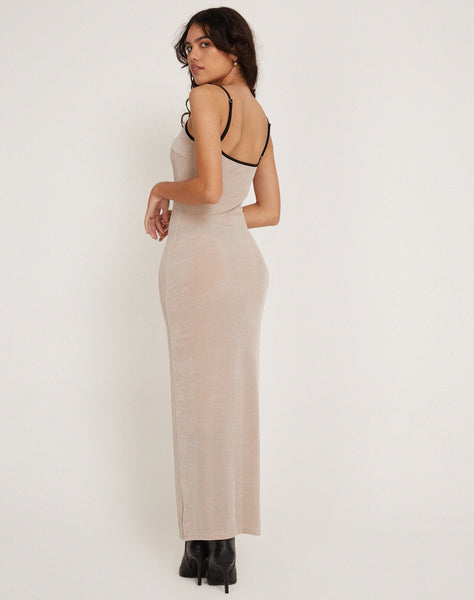 Image of Tahlia Maxi Dress in Champagne with Black Binding